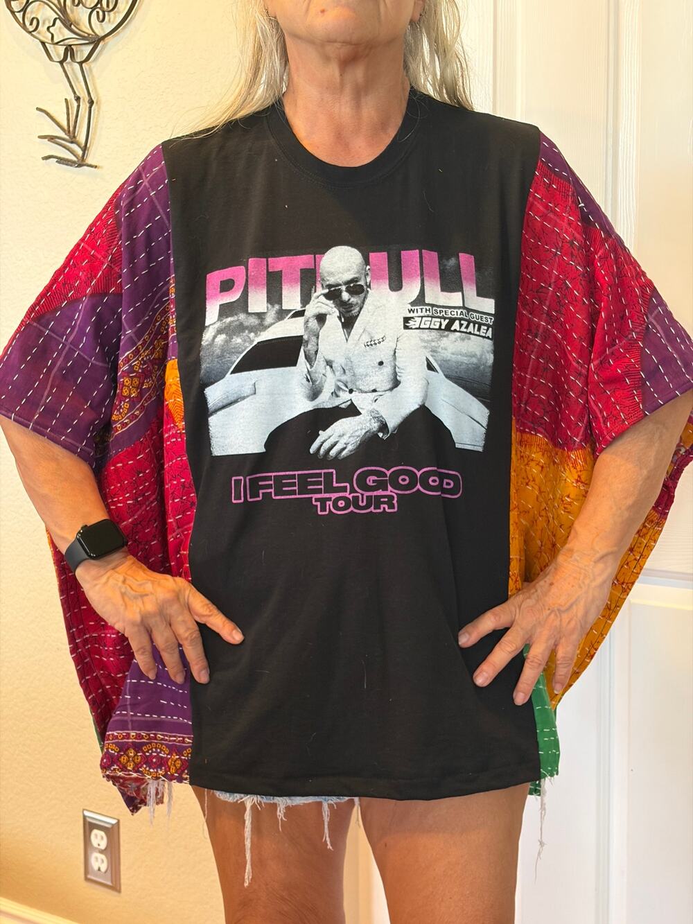 Pitbull Upcycled Kantha Tunic Top Shirt OS Handmade Boho